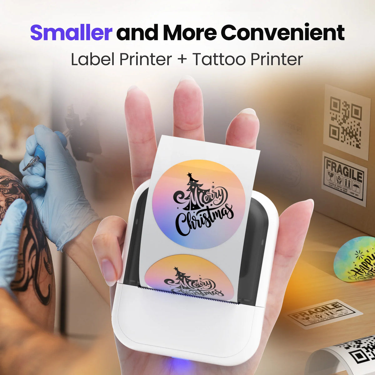 Stampante Termica Portatile Mini per Etichette e Tattoo – Inkless, Bluetooth