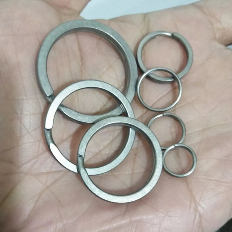 2PCS/lot Titanium TC4 Ti Round Metal Keyring EDC Split Key Ring Key Chain 10mm/12mm/14mm/18mm/25mm/28mm/32mm FW136