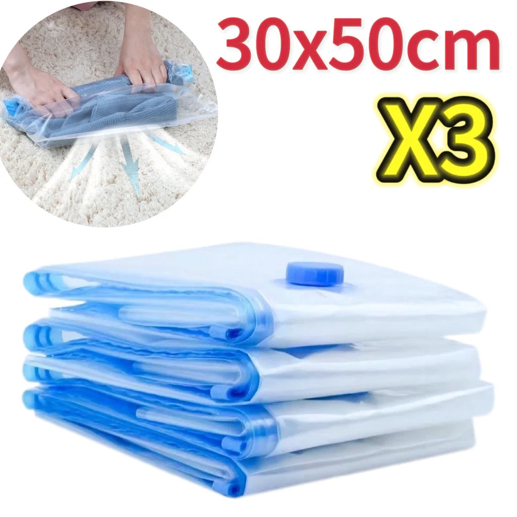 Sacchetti sottovuoto 3/5 pezzi per abiti e biancheria – compressione e spazio
