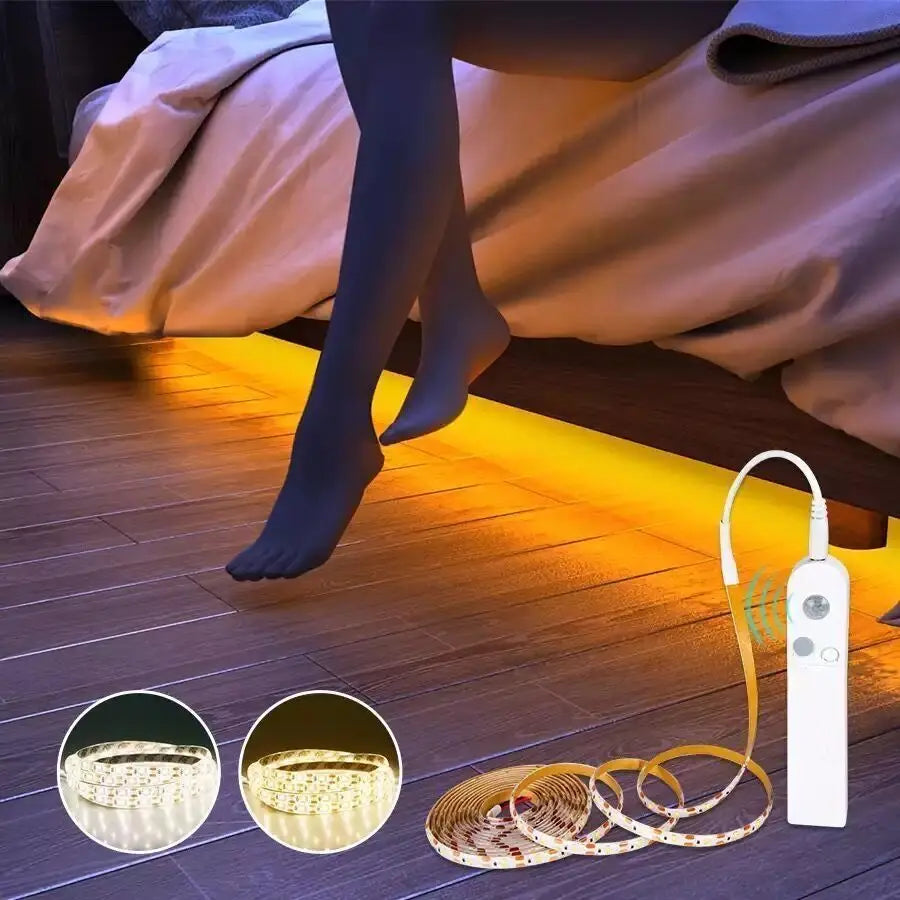 Striscia LED 5V con Sensore PIR, luce notturna a batteria per armadi e ambienti