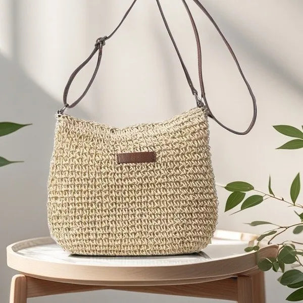 Borsa in paglia intrecciata a tracolla singola – stile moda estiva