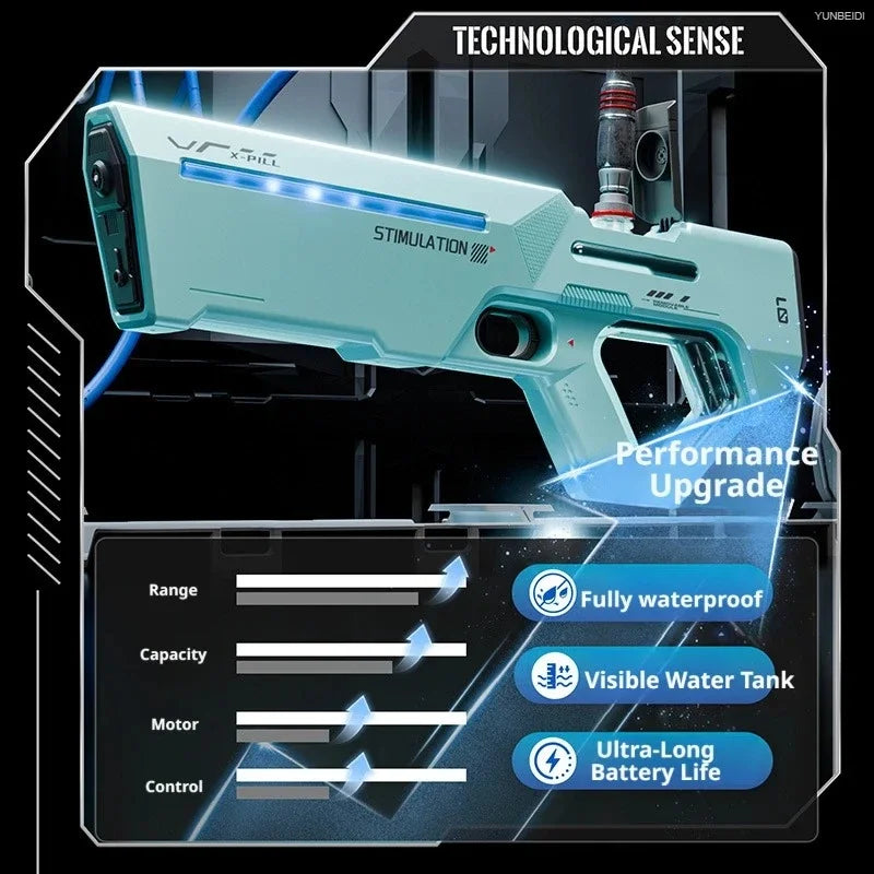Electric Pulse Water Gun Automatically Sucks Water and Continuously Sprays. Summer Outdoor Game Water Gun Children's Toy Gift
