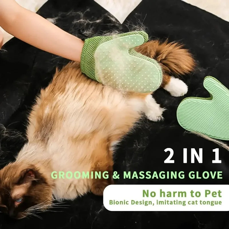 Guanto a doppia faccia per cani e gatti – rimuove peli e massaggia