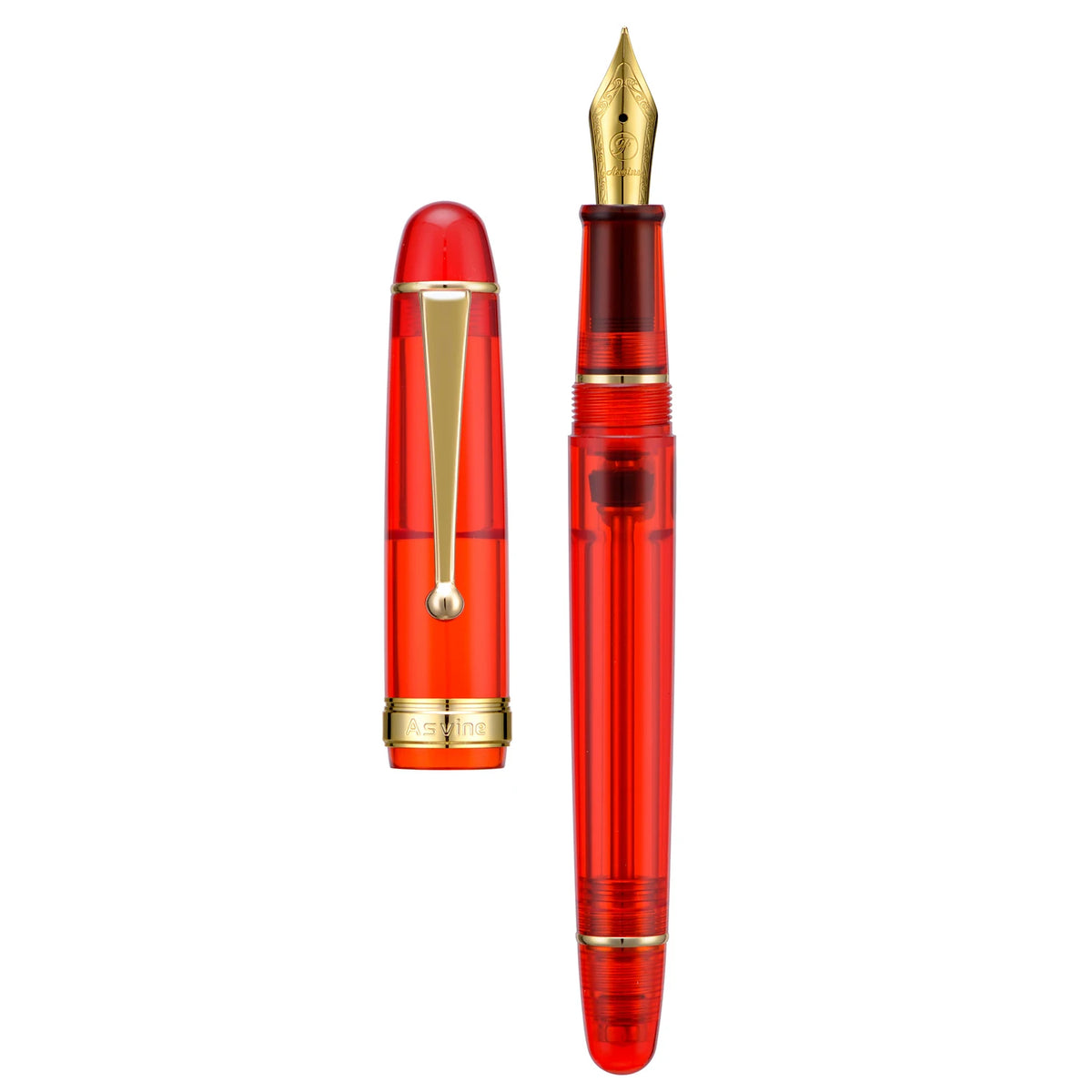 Asvine V126 Vacuum Filling Fountain Pen EF/F/M/ Stub 1.1 Nib, Transparent Brown/ Matte Gray, White Acrylic Writing Gift Set