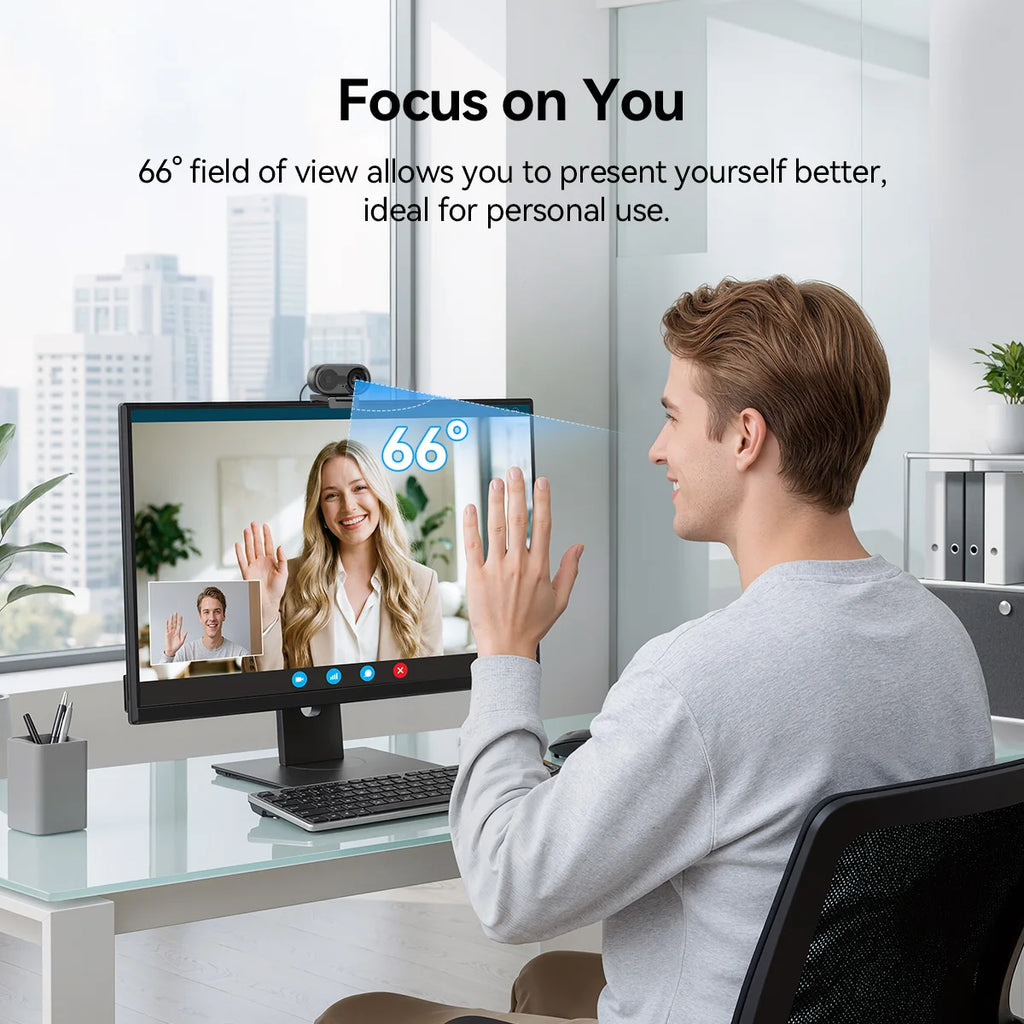 Webcam USB 4K/1080p con microfono integrato e copertura privacy – 66° FOV