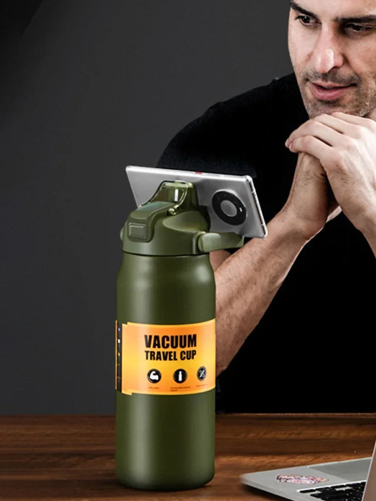 Thermos in acciaio inox 304, borraccia termica con cannucce e apertura a click