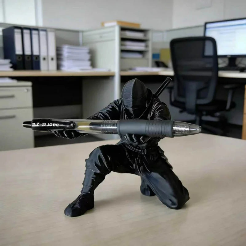 Ninja Pen Holder 3D Printed Samurai Desk Ornament Stationery Organizer For Gaming Setup Office Men Gift