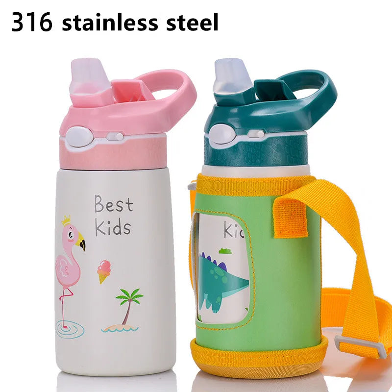 Borraccia termica 400 ml per bambini in acciaio inox 316 con cannuccia a becco