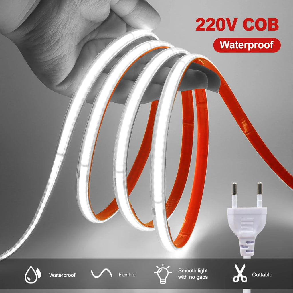 Striscia LED COB 220V 10 cm, 240 LED/m, IP65, 3000‑6000 K