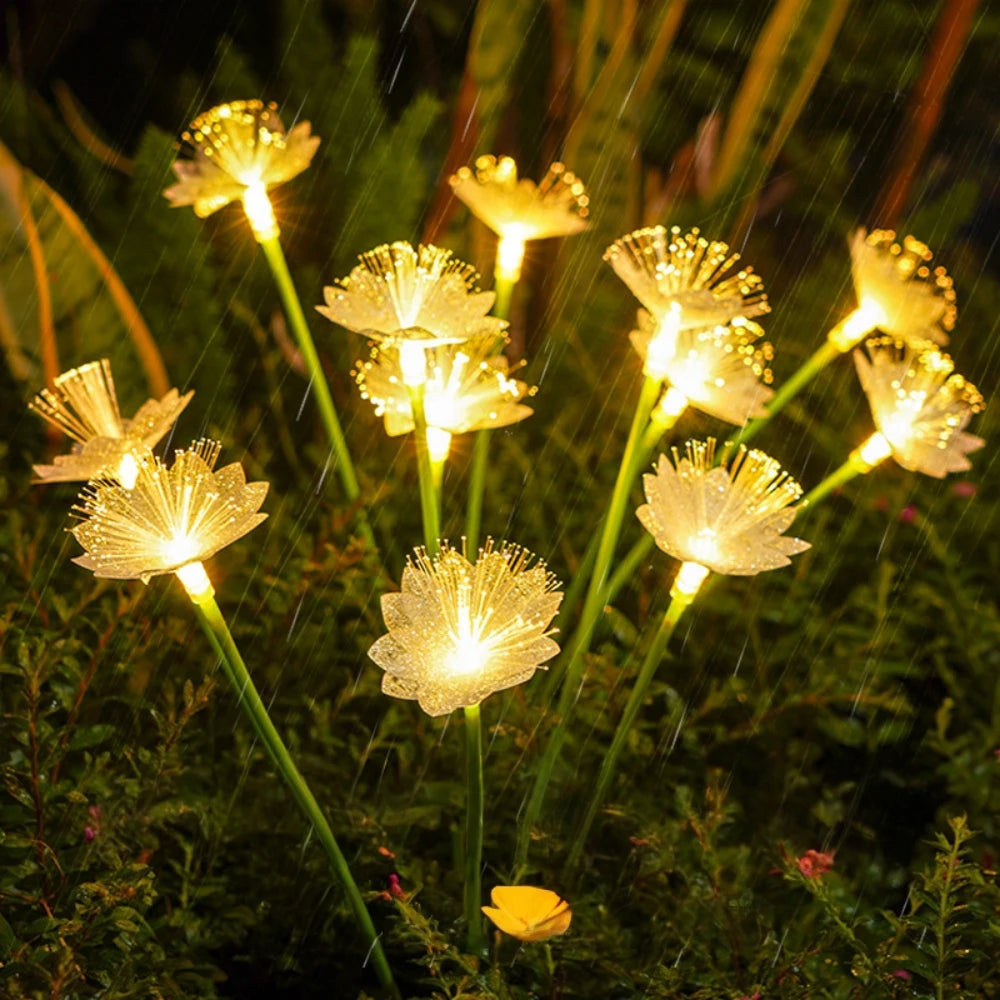Luci solari a forma di fiore con fibra ottica, 6 teste, impermeabili per…
