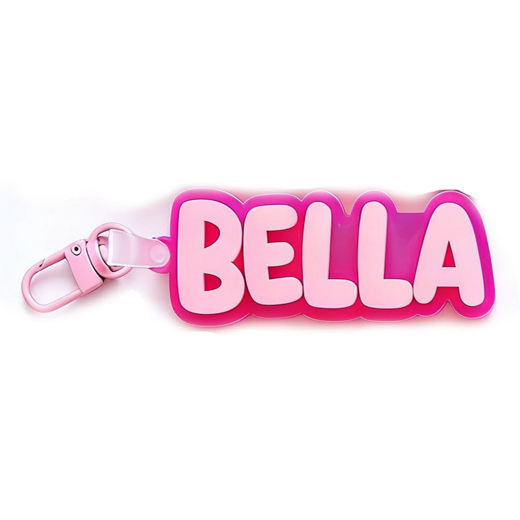 Personalised 2-Tone Keyring | Funky Bubble Style Acrylic Backpack Tag School Bag Tag Custom Name Keychain Kids Bag Luggage Tag
