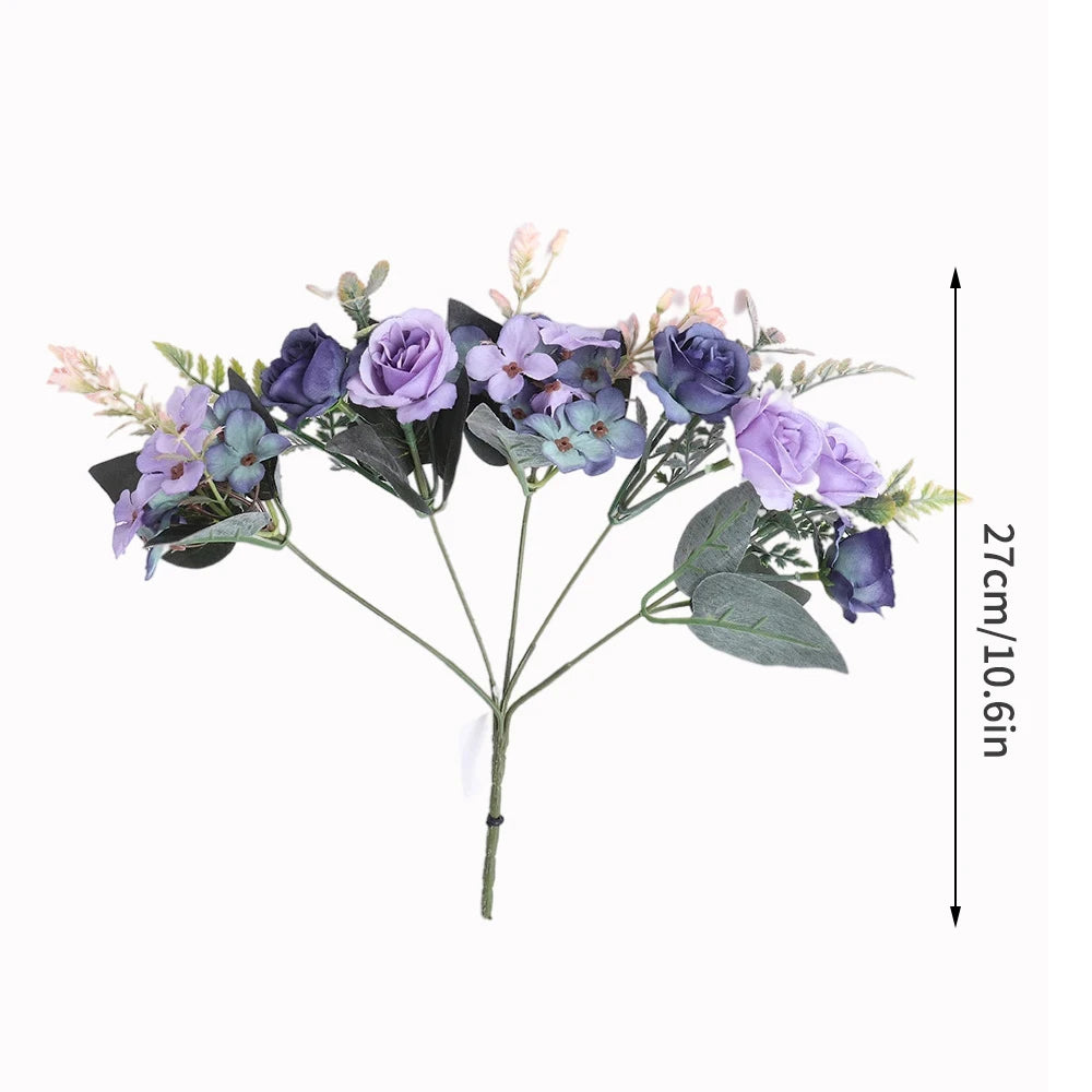 Home Decor Roses Autumn Artificial Flowers Silk Peony Hydrangea Big Bride Bouquet Wedding Home Party DIY Decoration Fake Flowers