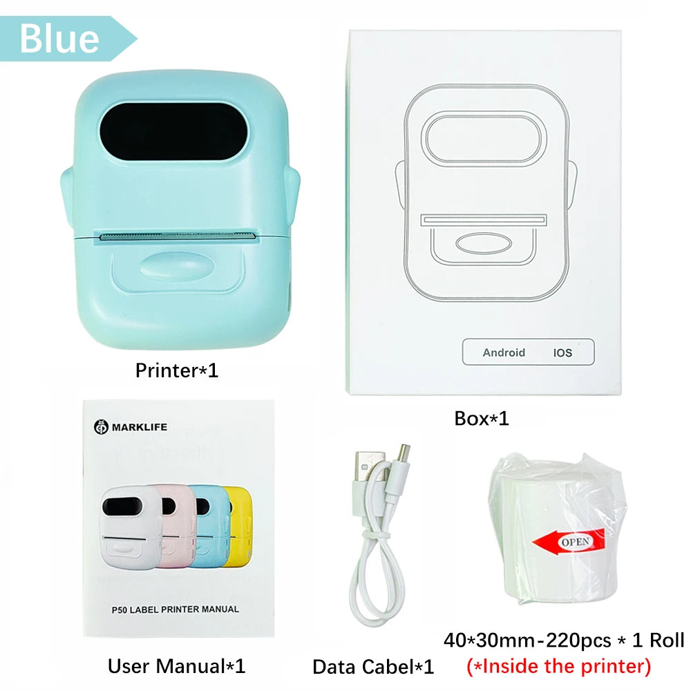 Stampante termica portatile Mini, stampa etichette 12‑50 mm via Bluetooth