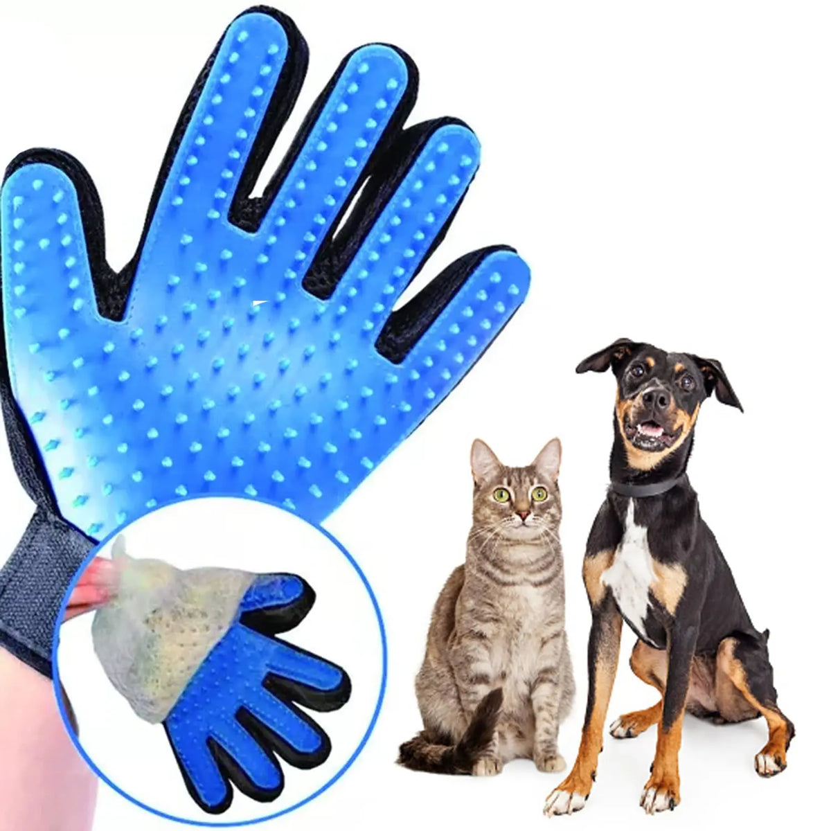 Guanto in silicone per rimozione peli e massaggio per cani e gatti – 6 colori