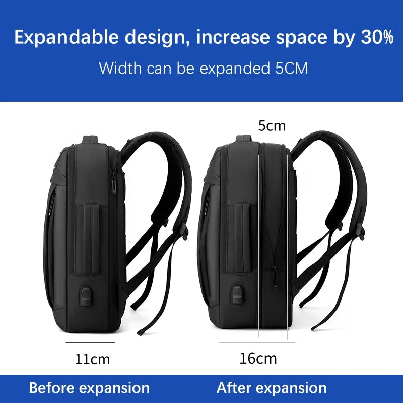 Sac à dos business 17" imperméable avec port USB et sangle respirante pour homme