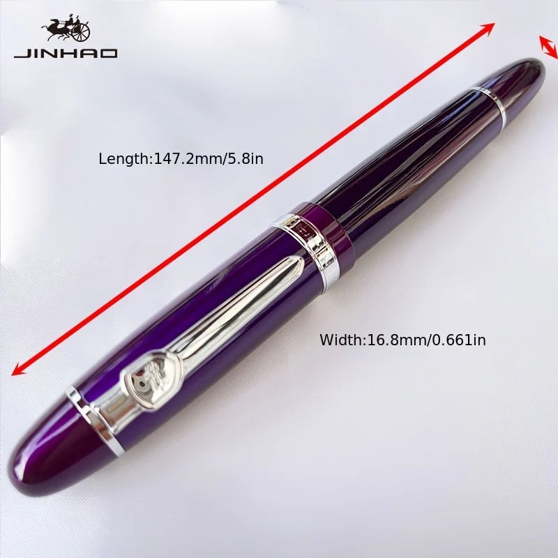 Penna stilografica classica con finitura argentata, punta 0.5 mm e convertitore