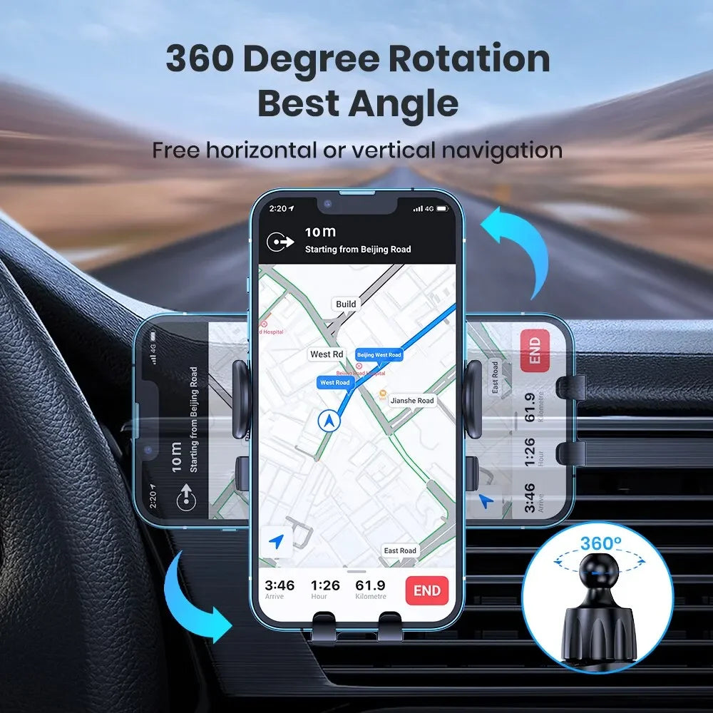 Supporto per cellulare da auto a ventola con rotazione 360°, materiale…