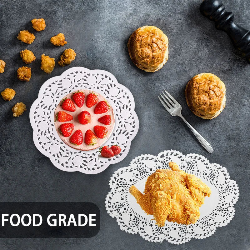 150 tovagliette rotonde in carta pizzo bianco – decorazione tavola elegante