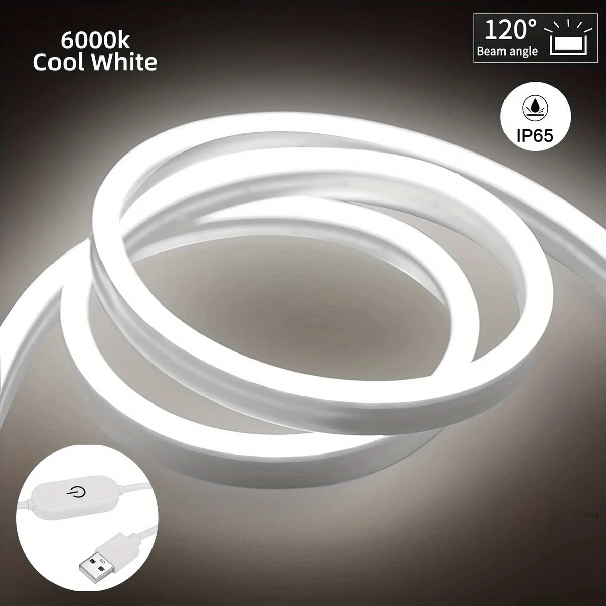 Striscia LED Neon USB 5V Dimmabile, Silicone Flessibile, Impermeabile IP67