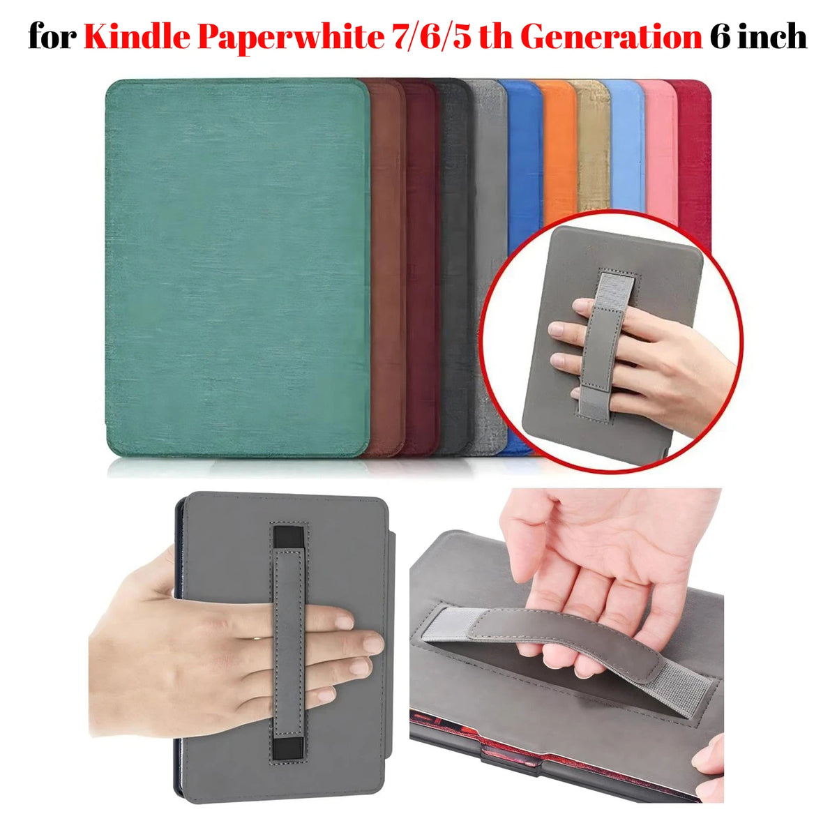 For Kindle Paperwhite 7th 6th 5th Generation Case 6 Inch PU Leather Case with Hand Strap DP75SDI EY21 Paperwhite 3 2 1 Cover