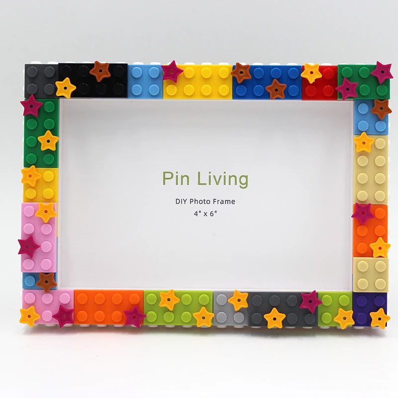 Cornice Foto Fai da Te con Blocchi Decorativi, Stile Minimalista, Bianco
