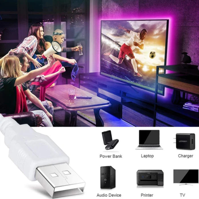 Striscia LED USB 5V 1‑5 m, colori multicolore, impermeabile, 60 LED/m