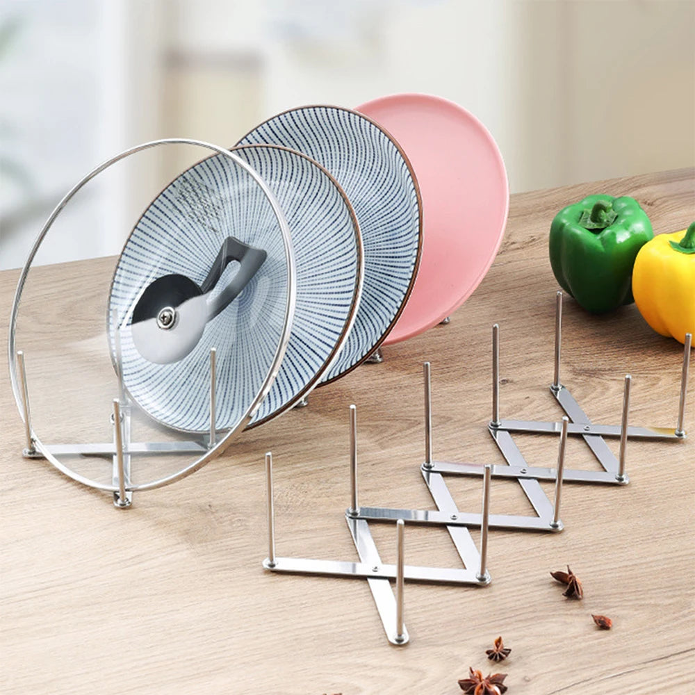 Portapentole Retrattile in Acciaio Inox - Organizer Piatto e Coperchio
