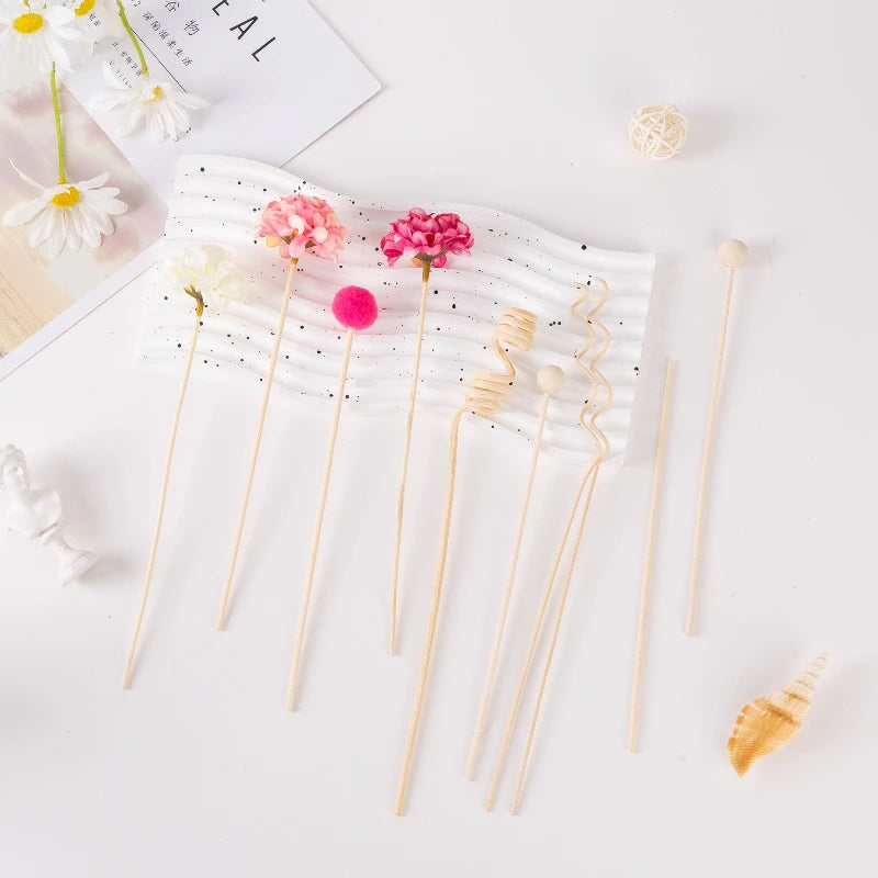 10pcs/set Hydrangea Flower Reed Diffuser Sticks DIY Fireless Fragrance Replacement Refill Air Freshener Rattan Sticks Home Decor