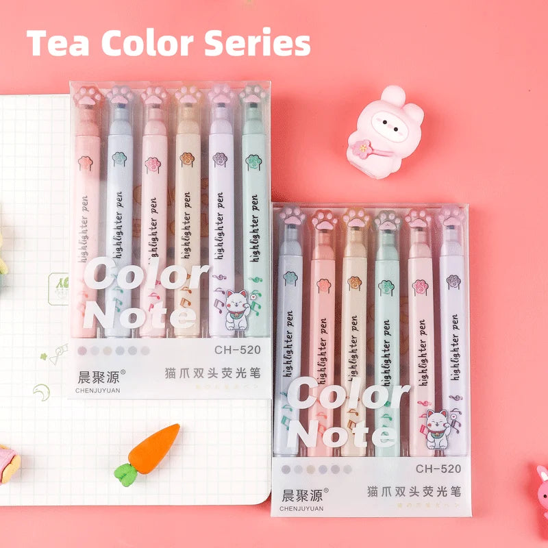 Set 6 Evidenziatori Pastello a Forma di Artiglio di Gatto – Colori Fluorescenti…