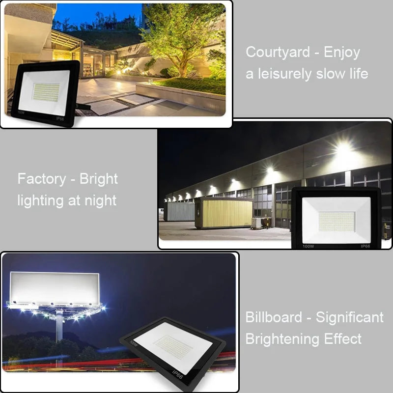 Faro LED da esterno IP66 con sensore di movimento, 10‑100W, 6000‑6500K