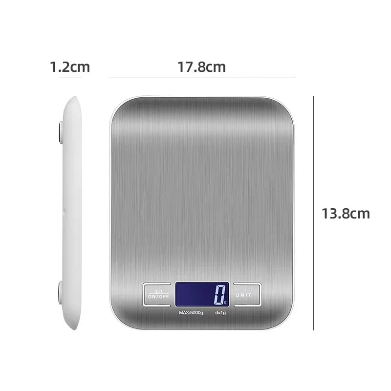 Bilancia da cucina digitale 5 kg/1 g, LCD retroilluminato, acciaio inox,…