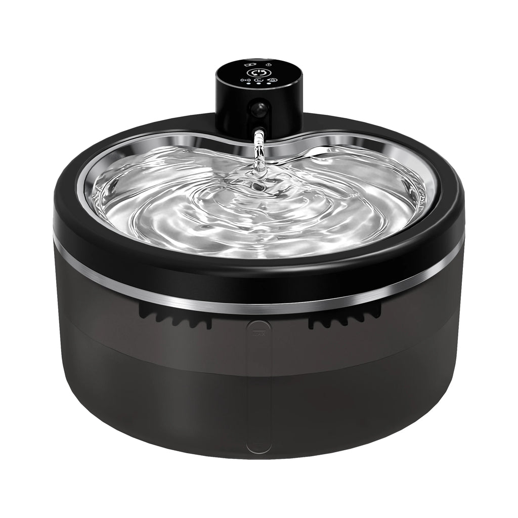 Fontana d'acqua per gatti 3L wireless, filtro inox, batteria 4000 mAh