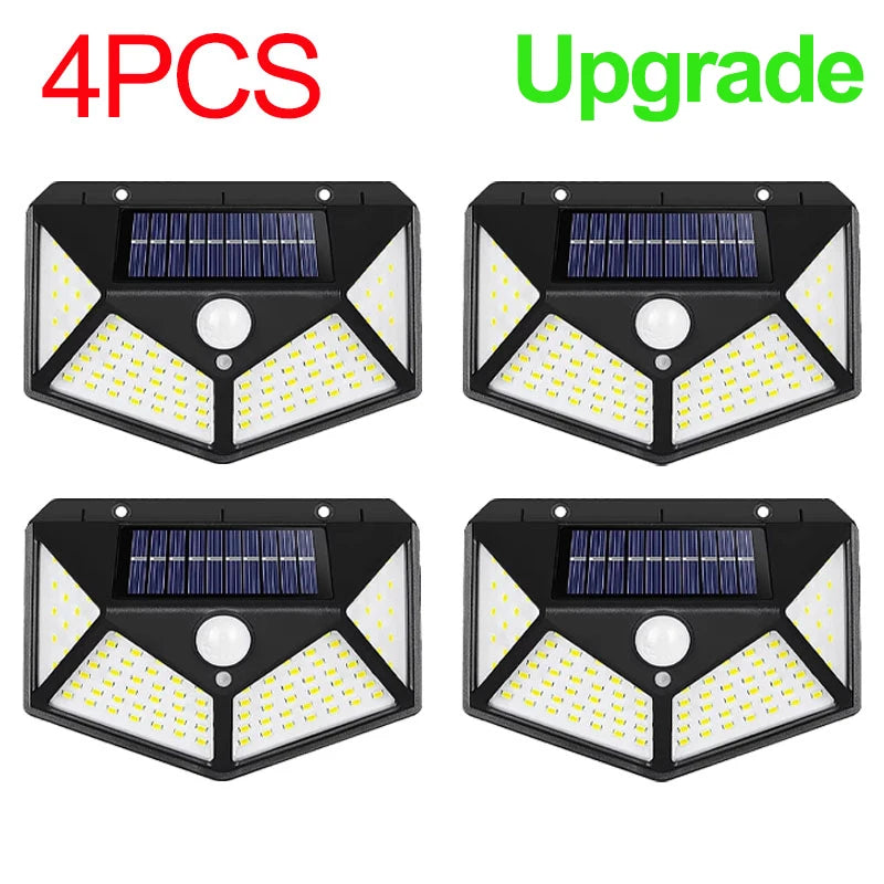 1/2/4 Pack 100‑LED Solar Wall Lights – Outdoor Solar Lamp with Motion Sensor, Solar‑Powered Street Light for Garden Night Lighting