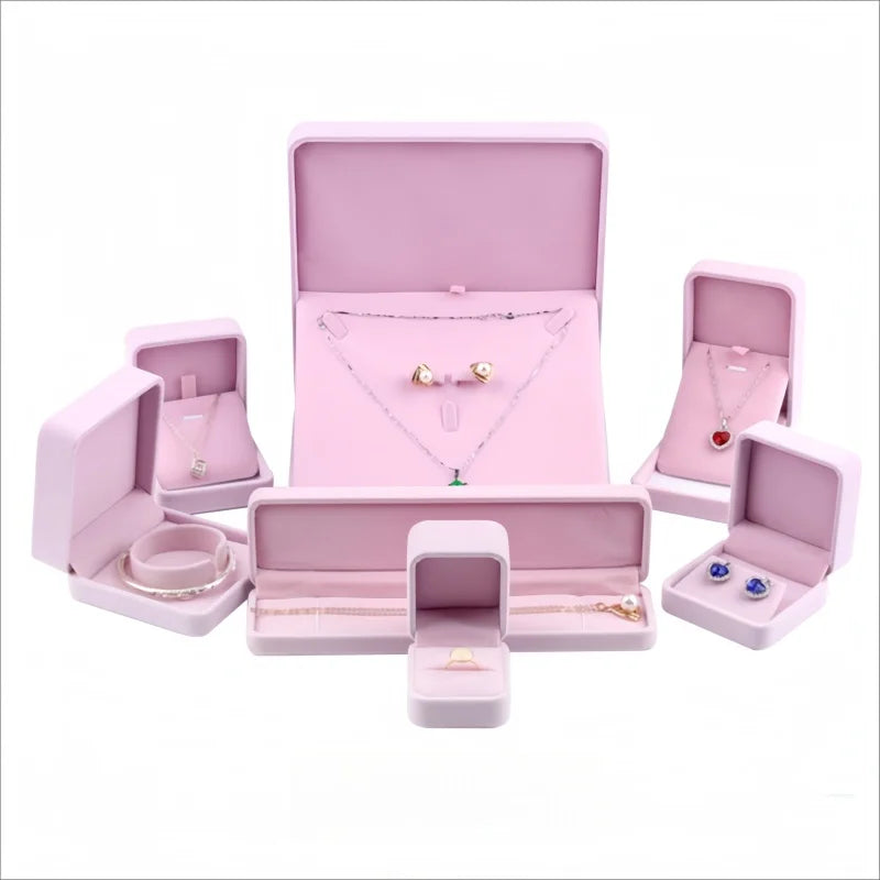 Cute Velvet Ring Box Classical Ring Bearer Case Pink Jewelry Gift Box for Engagement Proposal Wedding