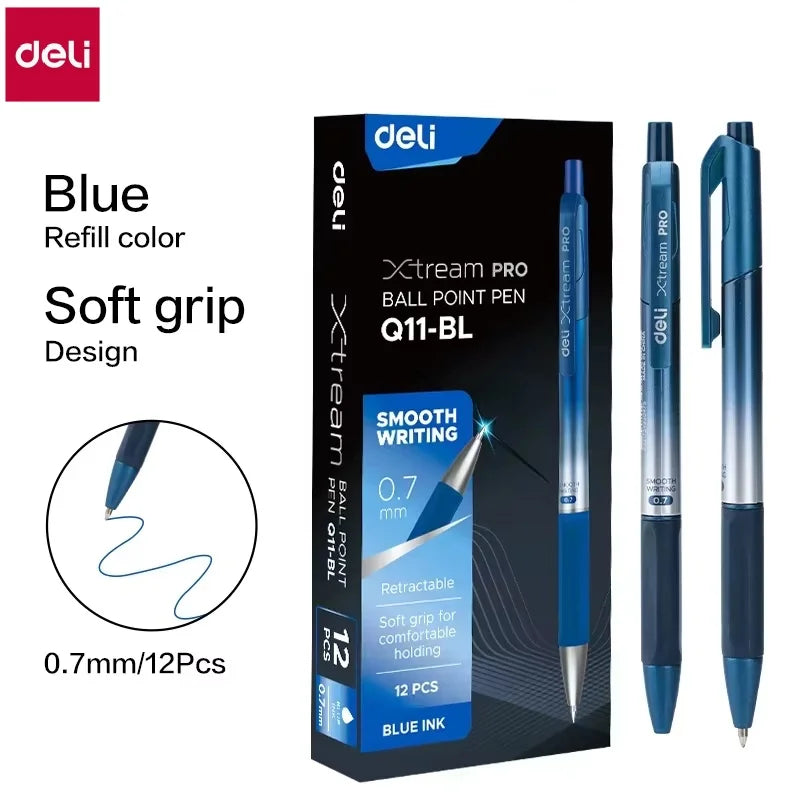 Penna a sfera retrattile 0,7 mm – 12 pezzi, inchiostro nero e blu, scrittura…