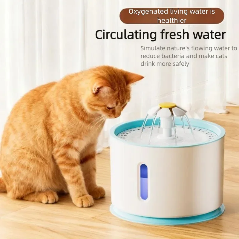 Fontana d'acqua per gatti 3,2 L in acciaio inox, USB, silenziosa con luce LED