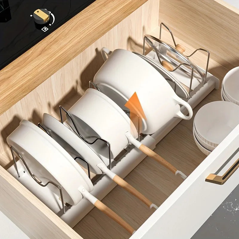Rack Organizer Espandibile per Pentole con Divisori Regolabili