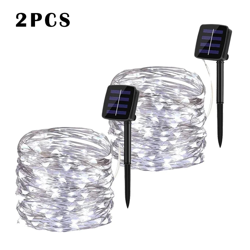 Luce LED Solare da Giardino a Catena, 32 m, Impermeabile, 8 Modalità