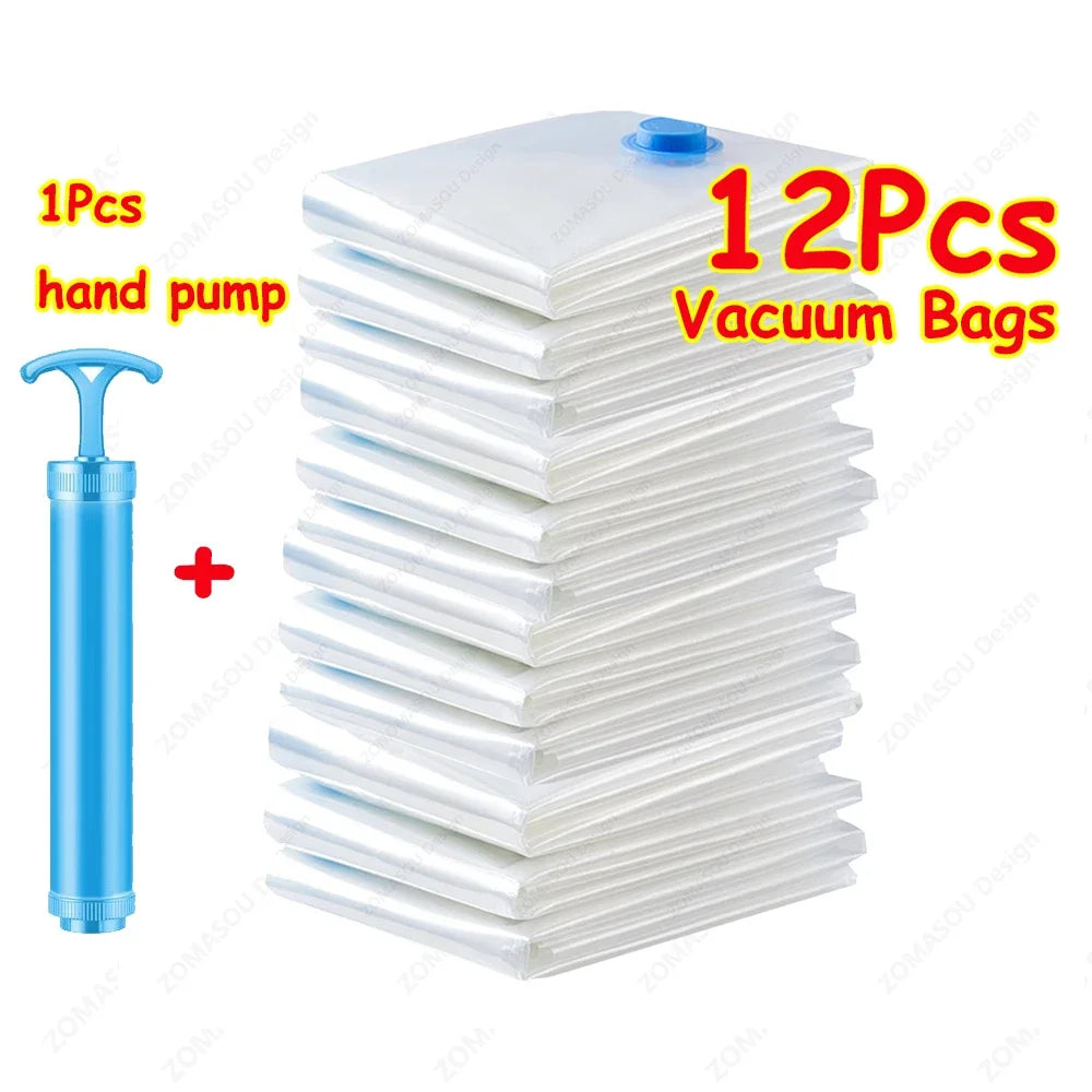 vacuum storage bags set 1-24 pcs, folding organizer for clothes & bedding