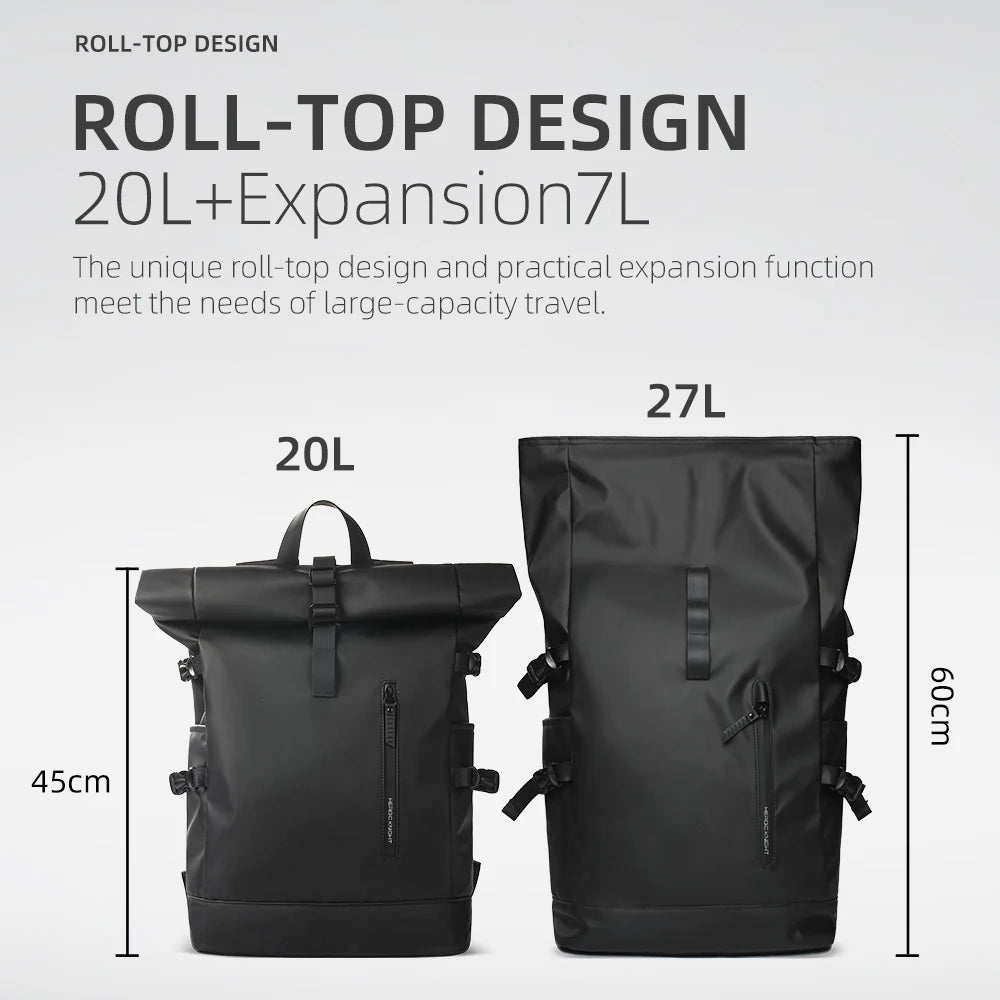 Sac à dos de voyage extensible pour homme 30-45 L imperméable avec port USB pour ordinateur portable 15,6"