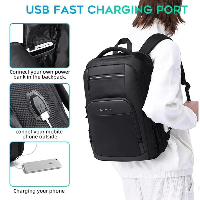 Sac à dos imperméable 15,6" avec port USB et poches pour ordinateur portable – Léger et polyvalent