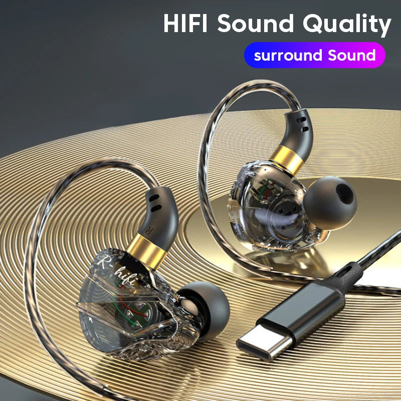 Cuffie In-Ear con Connettore Type‑C, Bass Potente e Controllo Volume