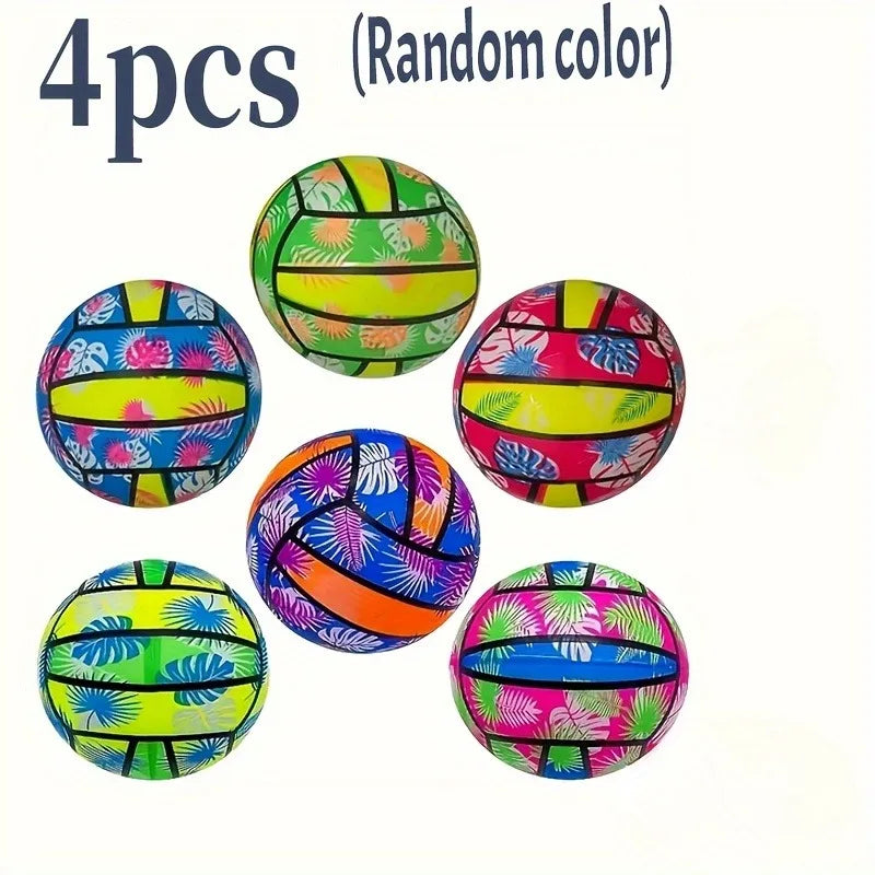 Palline da Spiaggia Gonfiabili 4 pezzi con Stampa Foglia Tropicale – Gioco…