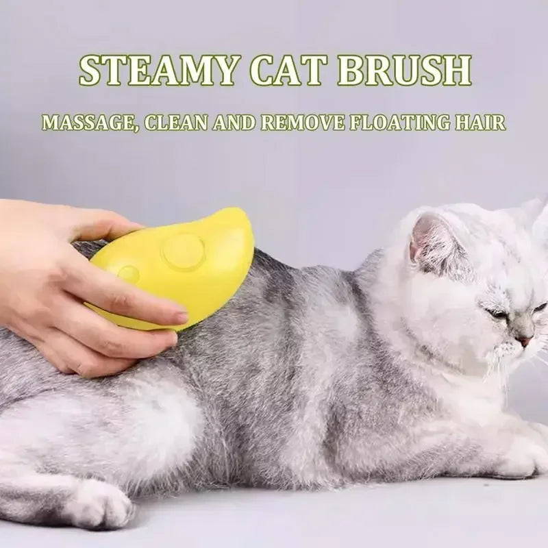 Spazzola Elettrica 3 in 1 per Gatti e Cani – Spray Vapore, Massaggio e Pettine