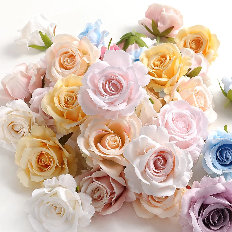 5/10pcs Rose Artificial Flowers Silk Fake Flower for Home Room Decor Wedding Decoration DIY Gift Wreath Candy Box Cake Ornament