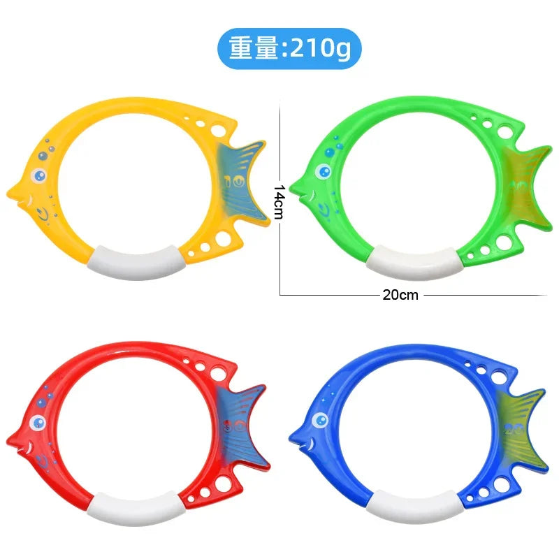 Children's Summer Pool Diving Swimming Toys Shark Rocket Throwing Toys Water Fun Game Diving Pool Sinking Set for Boys Girls