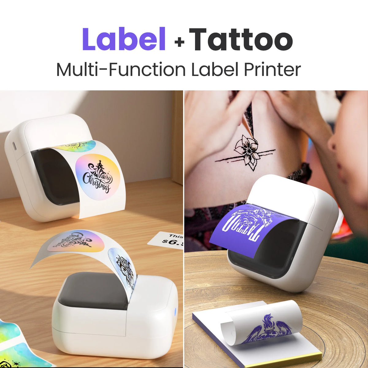 Stampante Termica Portatile Mini per Etichette e Tattoo – Inkless, Bluetooth