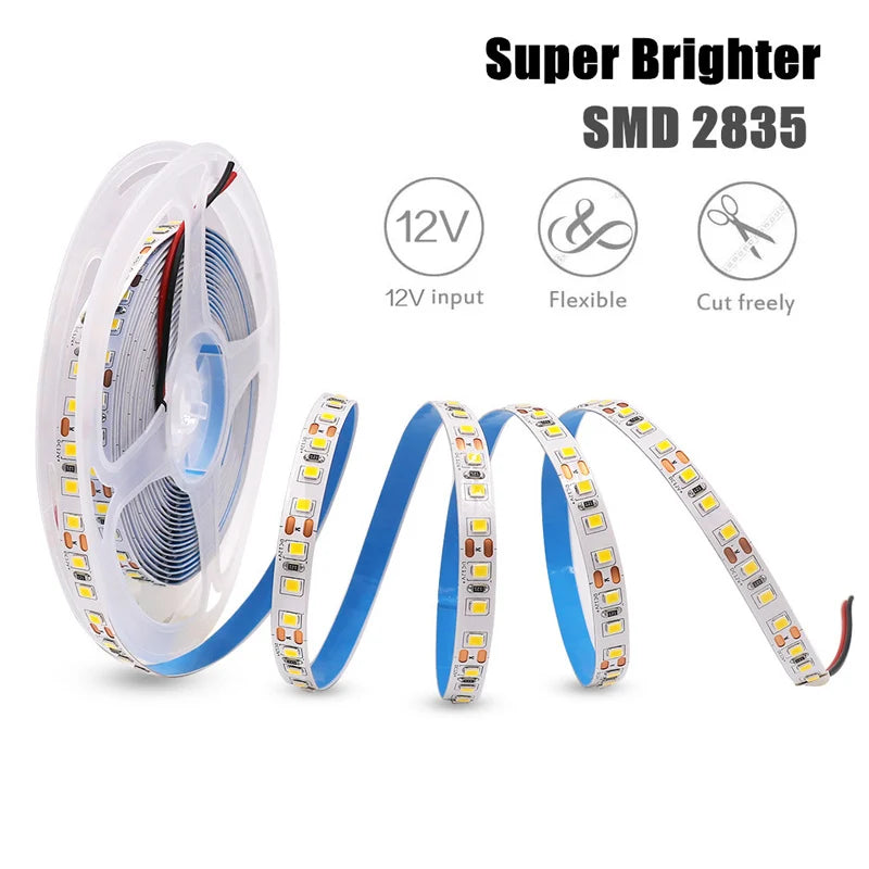 Striscia LED 12V 2835 60/120 LED/m – fino a 5 m, 3000‑6000 K, alta resa luminosa