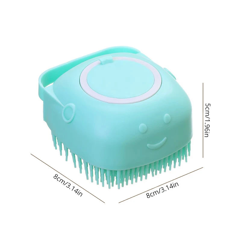 Spazzola in silicone morbido per cani e gatti – massaggio e dispenser shampoo