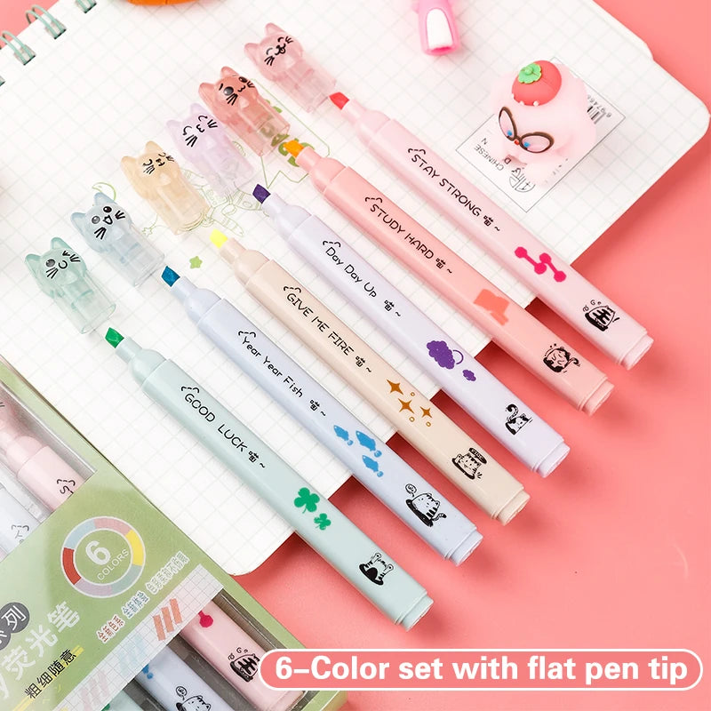 Set 6 Evidenziatori Pastello a Forma di Artiglio di Gatto – Colori Fluorescenti…